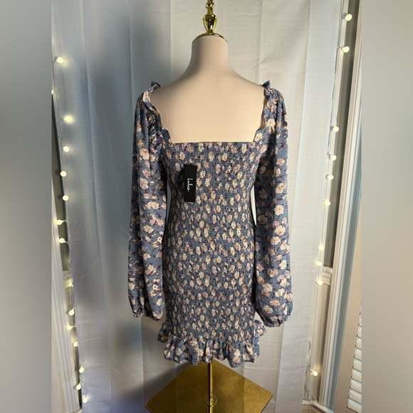 Lulu's Floral Blue Dress - Picture 3 of 8